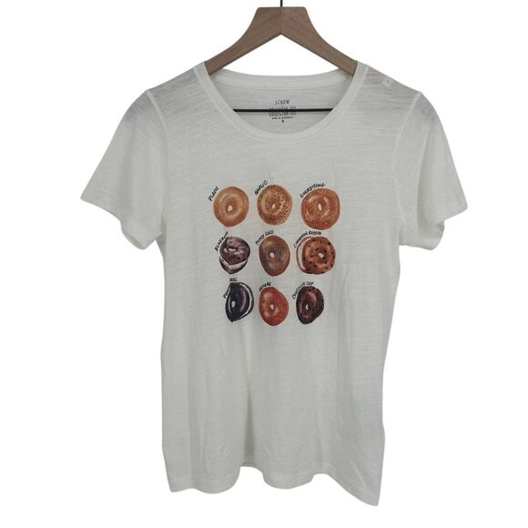 J.Crew Factory Graphic Bagel T-Shirt Tee Small White Collector Tee Novelty - Picture 2 of 11